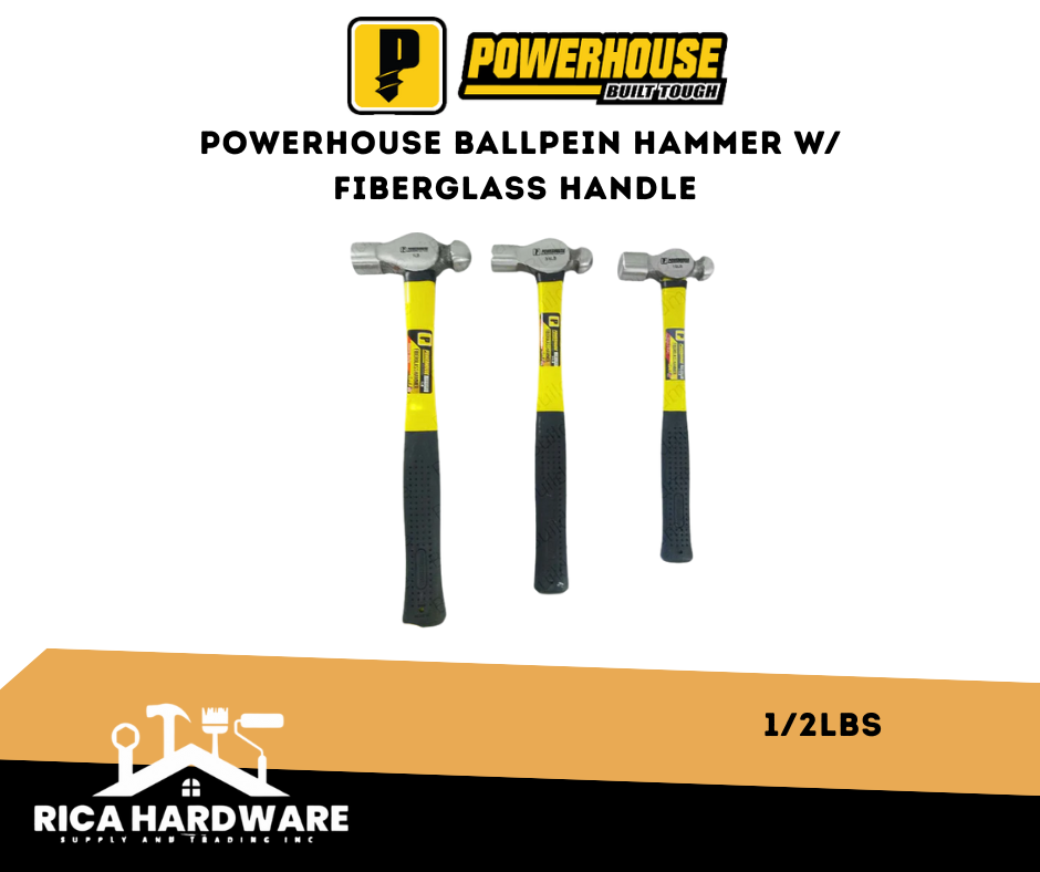 POWERHOUSE BALLPEIN HAMMER W/ FIBERGLASS HANDLE 1/2LBS