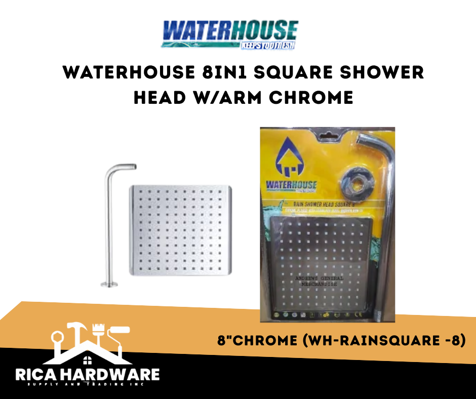 WATERHOUSE 8IN1 SQUARE SHOWER HEAD W/ARM CHROME