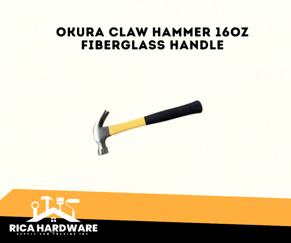 OKURA CLAW HAMMER W/ FIBERGLASS HANDLE 16OZ