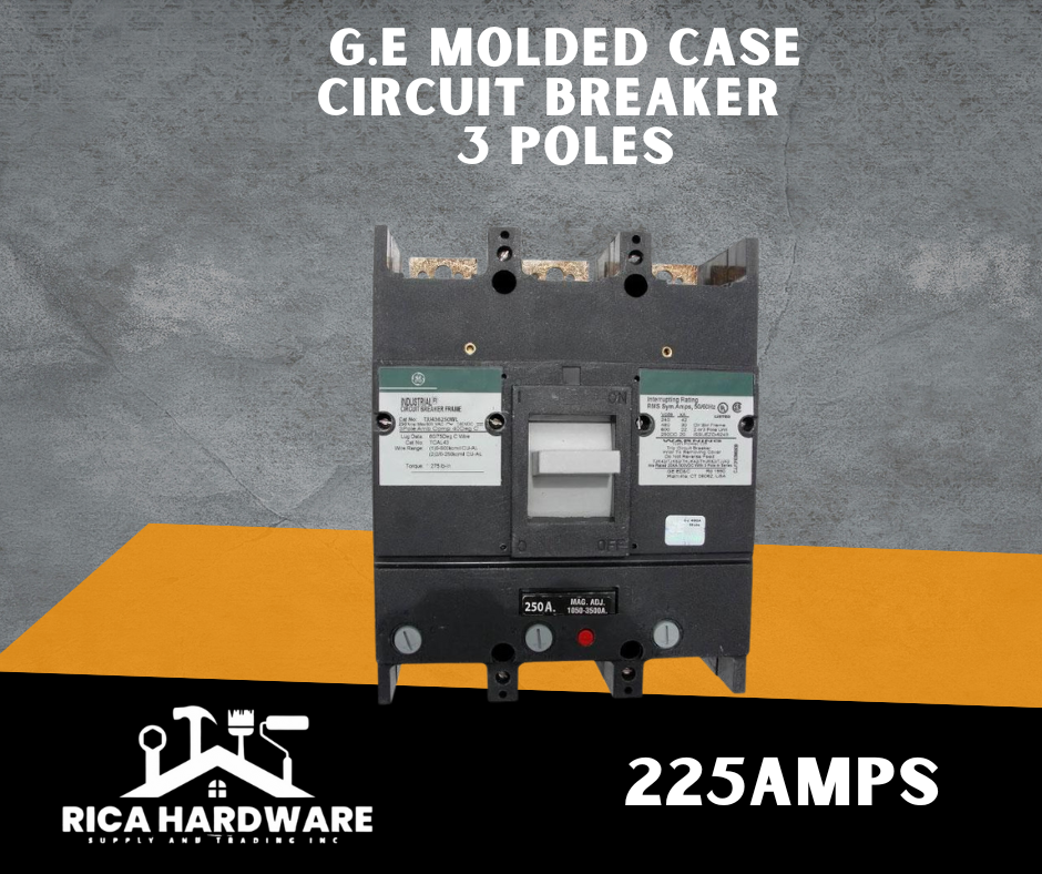 G.E CIRCUIT BREAKER 225AMPS MOLDED CASE 3 POLES