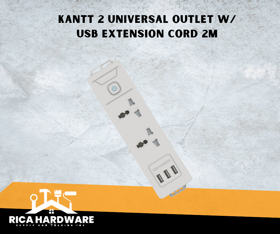 KANTT 2 UNIVERSAL OUTLET W/ USB EXTENSION CORD 2M