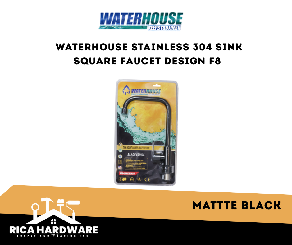 WATERHOUSE STAINLESS 304 SINK SQUARE FAUCET DESIGN F8 MATTTE BLACK
