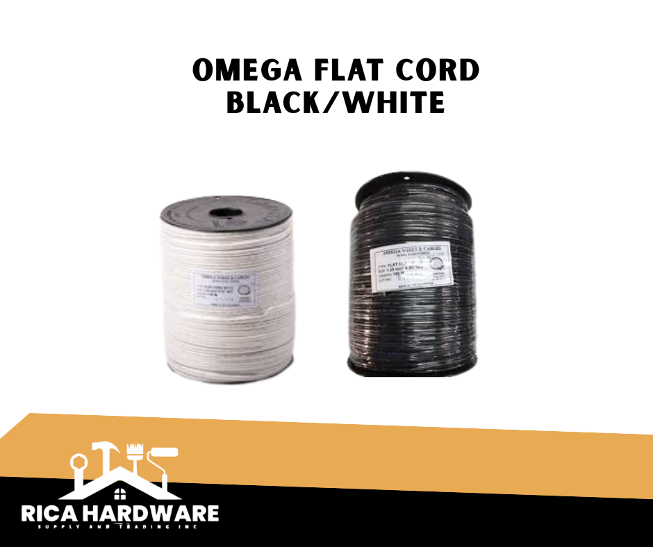 OMEGA FLAT CORD (BLACK/WHITE) (PER METER)