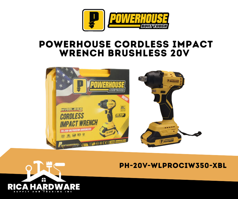 POWERHOUSE CORDLESS IMPACT WRENCH BRUSHLESS 20V PH-20V-WLPROCIW350-XBL