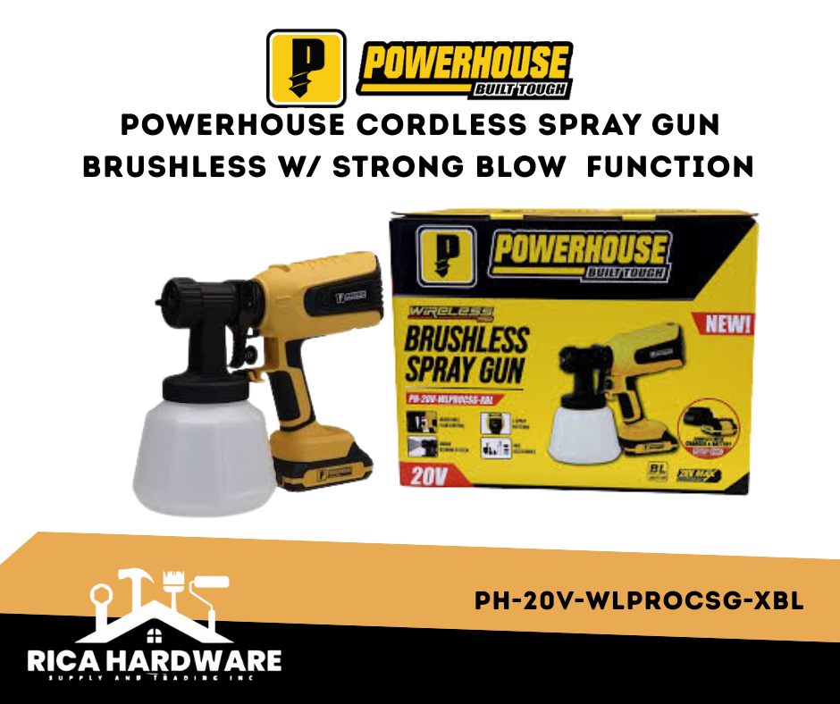 POWERHOUSE CORDLESS SPRAY GUN BRUSHLESS W/STRONG BLOW FUNCTION PH-20V-WLPROCSG-XBL