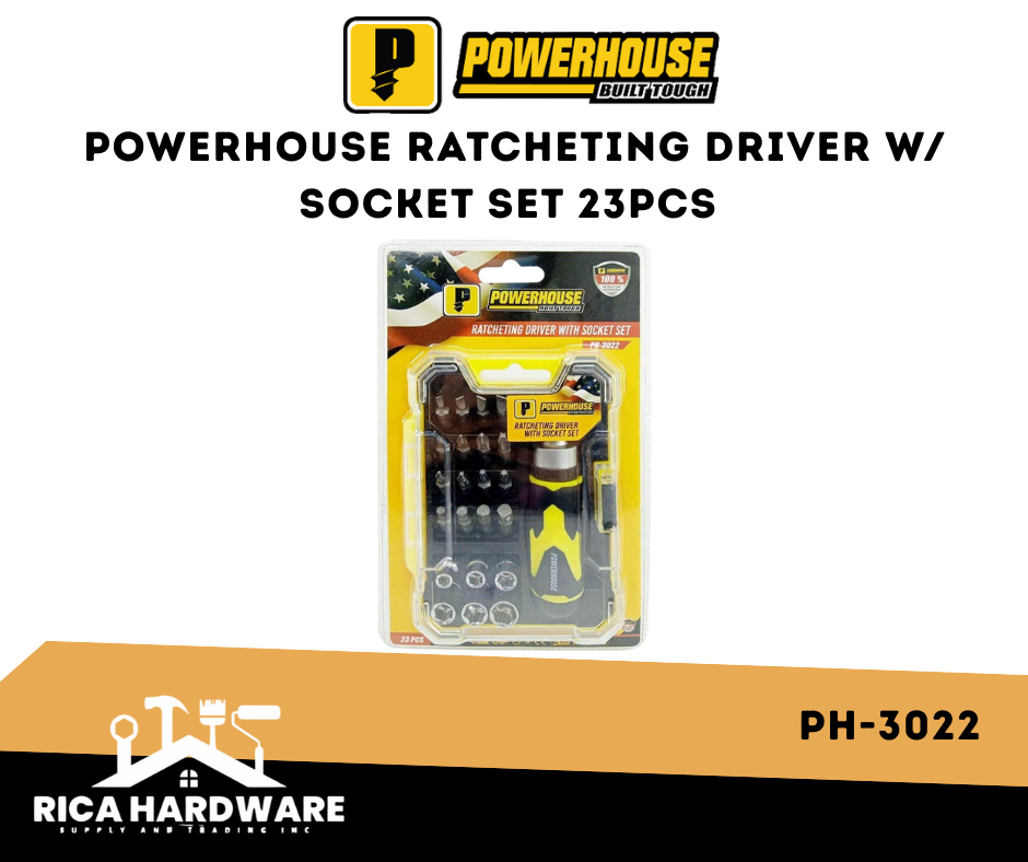 POWERHOUSE RATCHETING DRIVER W/ SOCKET SET 23PCS PH-3022