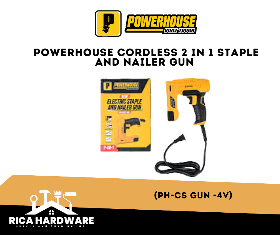POWERHOUSE CORDLESS 2-IN-1 STAPLE AND NAILER GUN (PH-CS GUN -4V)