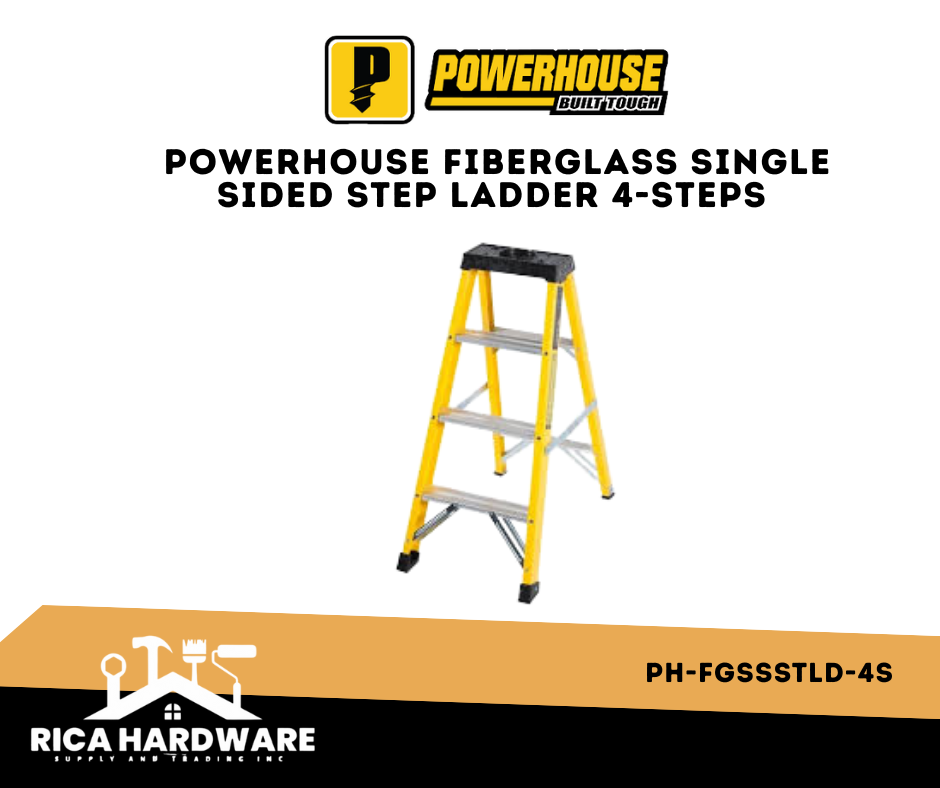 POWERHOUSE FIBERGLASS SINGLE SIDED STEP LADDER 4-STEPS (PH-FGSSSTLD-4S)