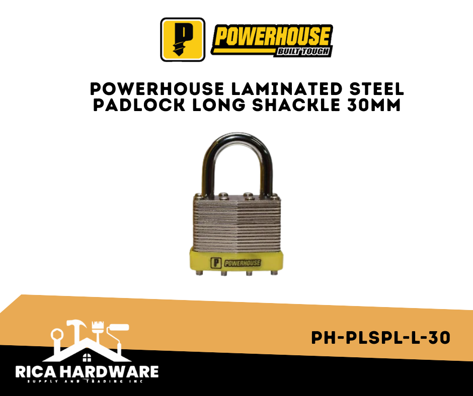 POWERHOUSE PH-PLSPL-L-30 LAMINATED STEEL PADLOCK LONG SHACKLE 30MM