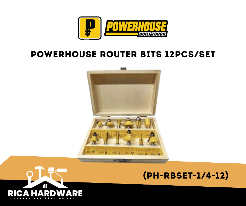 POWERHOUSE ROUTER BITS 12PCS/SET (PH-RBSET-1/4-12)