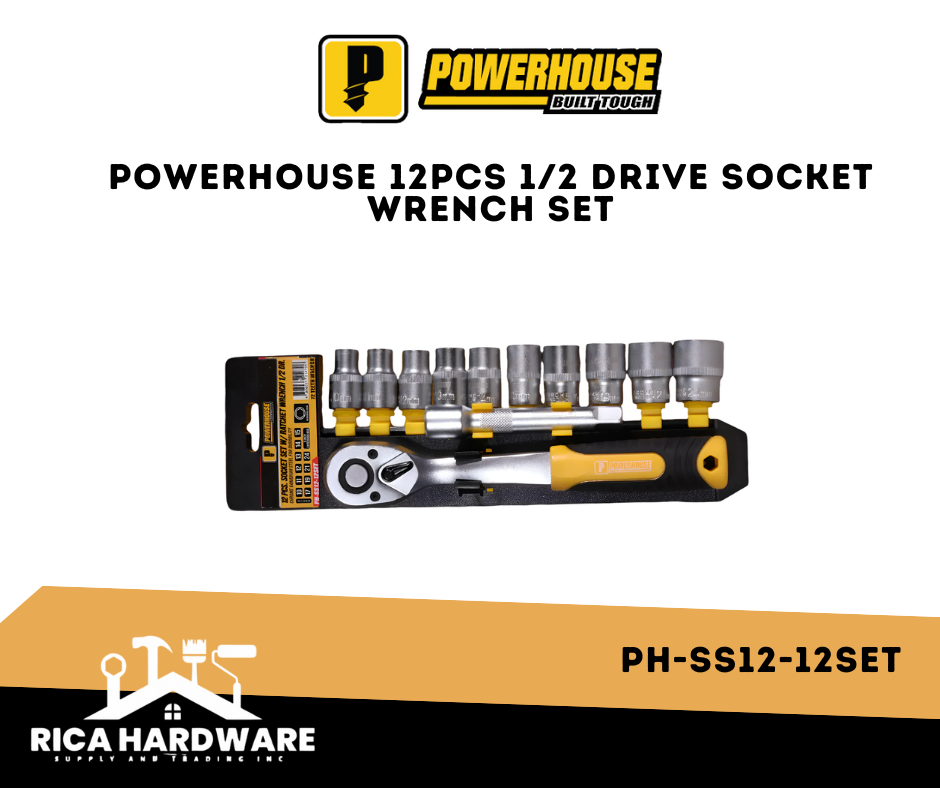 POWERHOUSE 12PCS SET W/RATCHET WRENCH 1/2 DR. (PH-SS12-12SET)