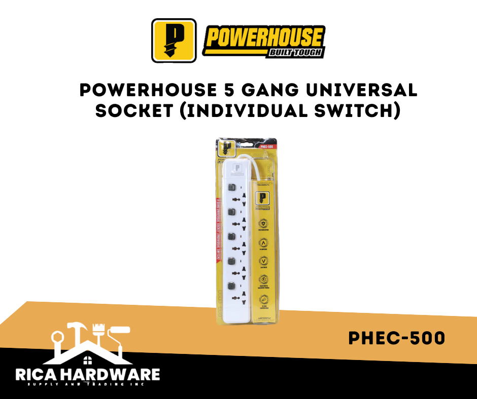 POWERHOUSE 5 GANG UNIVERSAL SOCKET (INDIVIDUAL SWITCH) PHEC-500