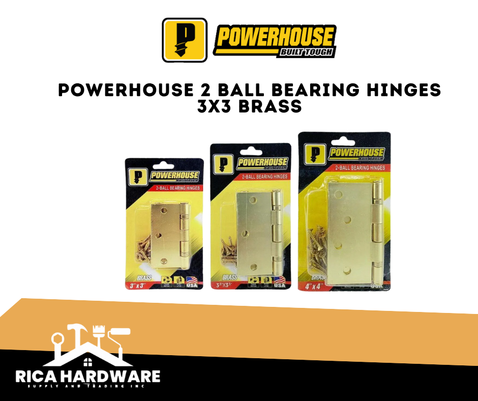 POWERHOUSE 2 BALL BEARING HINGES 3x3 BRASS