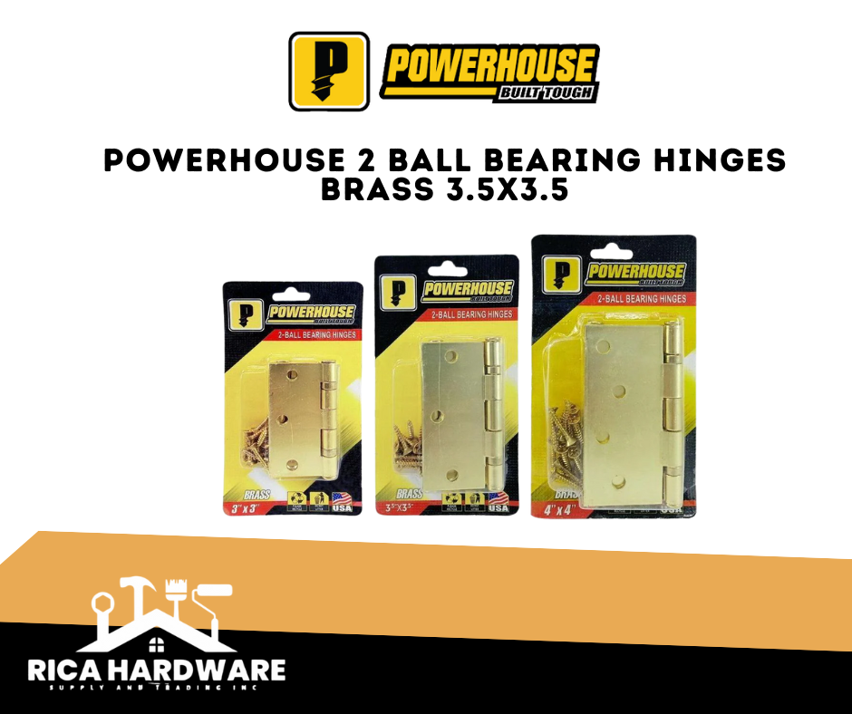 POWERHOUSE 2 BALL BEARING HINGES BRASS 3.5x3.5