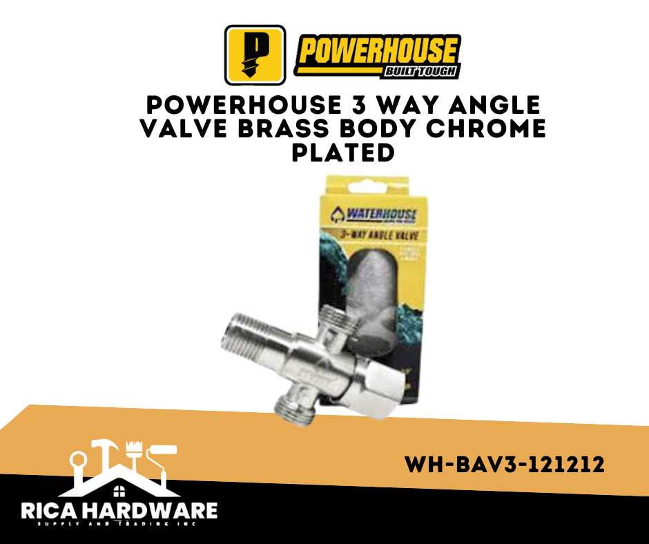 POWERHOUSE 3 WAY ANGLE VALVE BRASS BODY CHROME PLATED (WH-BAV3-121212)