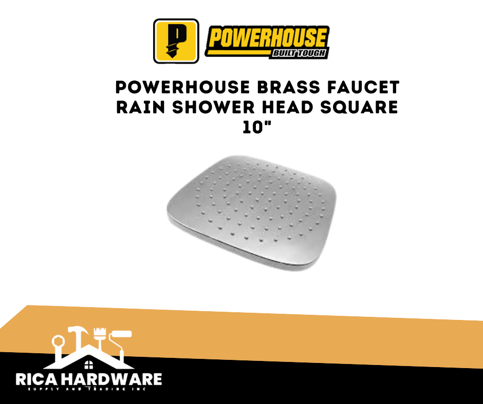 POWERHOUSE BRASS FAUCET RAIN SHOWER HEAD SQUARE 10"