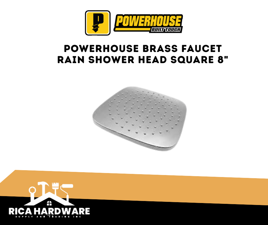 POWERHOUSE BRASS FAUCET RAIN SHOWER HEAD SQUARE 8"