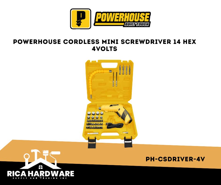 POWERHOUSE CORDLESS MINI SCREWDRIVER 14 HEX 4VOLTS