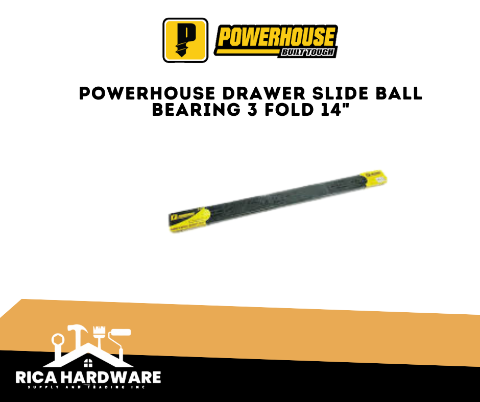 POWERHOUSE DRAWER SLIDE BALL BEARING 3 FOLD 14"