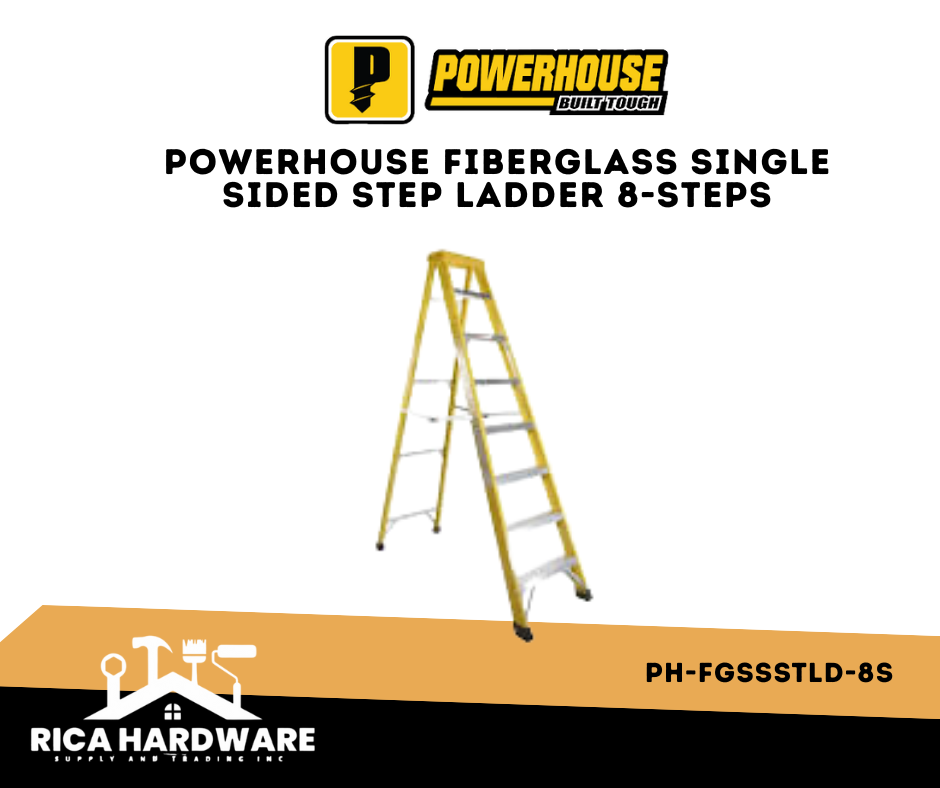 POWERHOUSE FIBERGLASS SINGLE SIDED STEP LADDER 8-STEPS (PH-FGSSSTLD-8S)