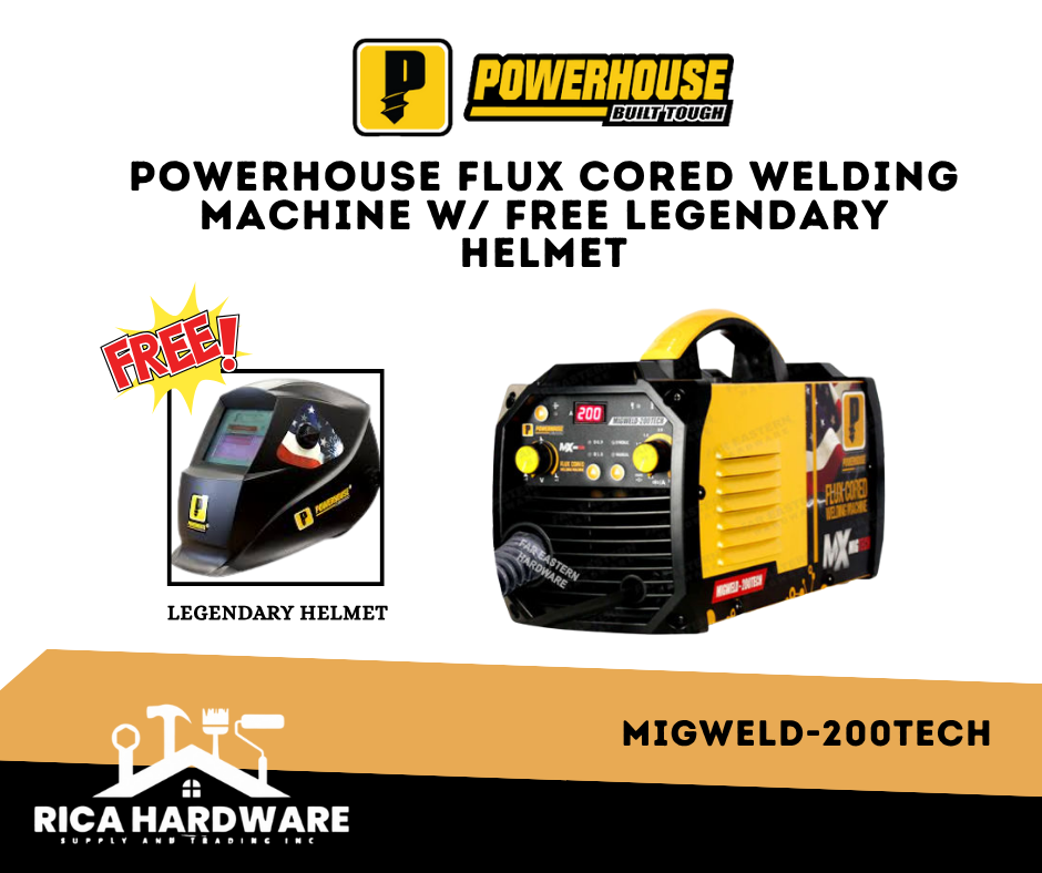 POWERHOUSE MIGWELD-200TECH FLUX CORED WELDING MACHINE W/ FREE LEGENDARY HELMET