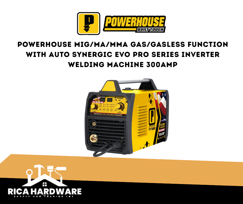 POWERHOUSE MIG/MA/MMA GAS/GASLESS FUNCTION WITH AUTO SYNERGIC EVO PRO SERIES INVERTER WELDING MACHINE 300AMP