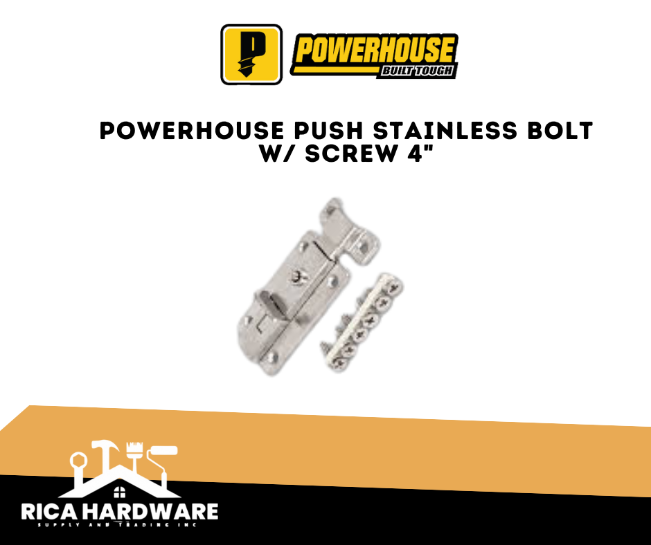 POWERHOUSE PUSH STAINLESS BOLT W/ SCREW 4"