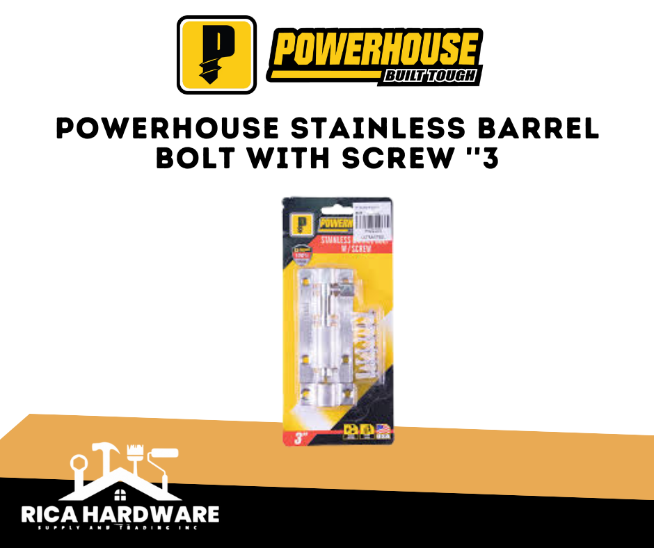 POWERHOUSE STAINLESS BARREL BOLT WITH SCREW ''3