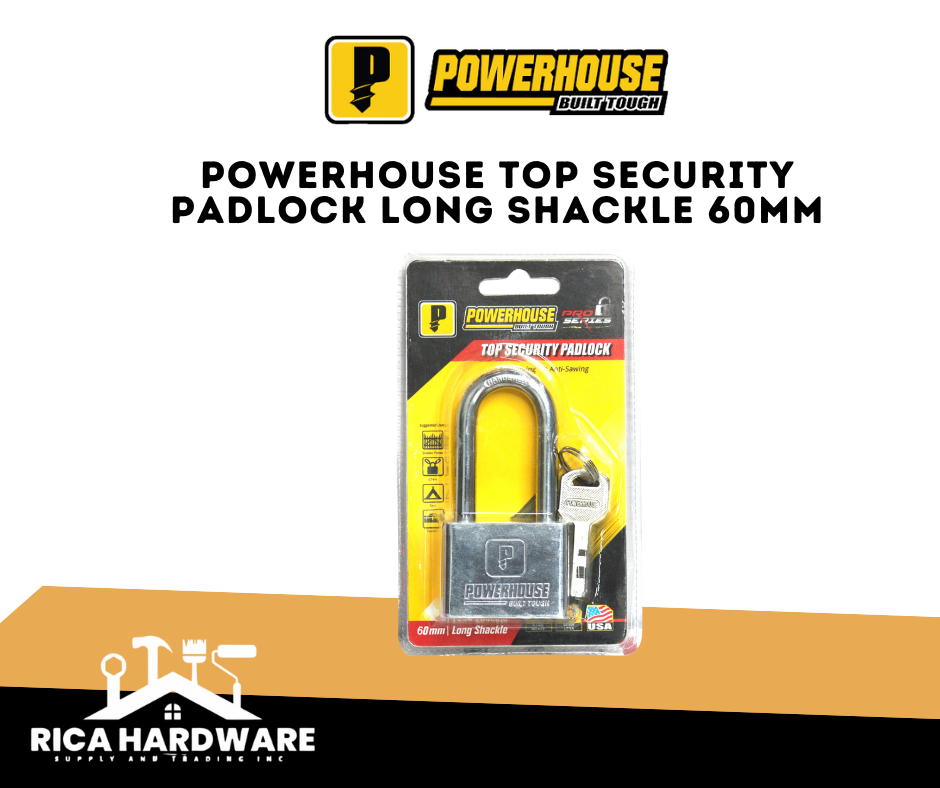 POWERHOUSE TOP SECURITY PADLOCK LONG SHACKLE 60MM