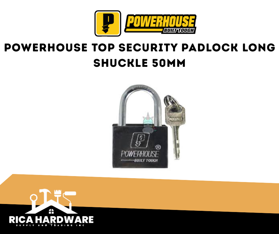 POWERHOUSE TOP SECURITY PADLOCK LONG SHUCKLE 50MM