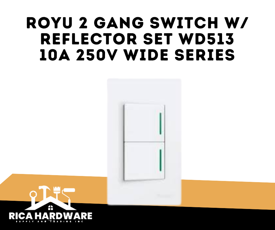 ROYU 2 GANG SWITCH W/ REFLECTOR SET WD513 10A 250V WIDE SERIES