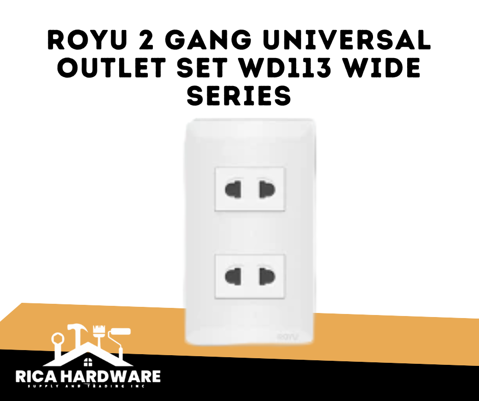 ROYU 2 GANG UNIVERSAL OUTLET SET WD113 WIDE SERIES