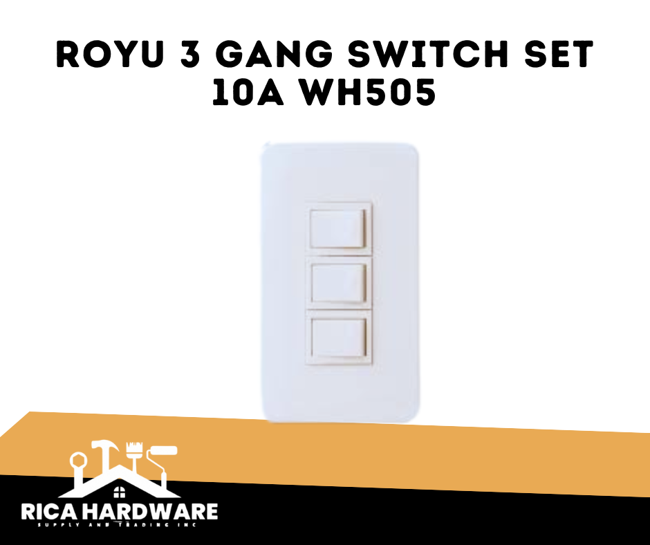 ROYU CLASSIC 3 GANG SWITCH SET 10A WH505