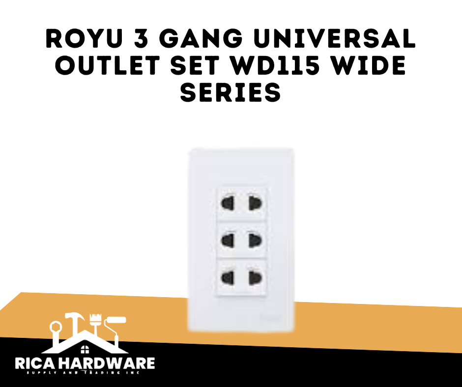 ROYU 3 GANG UNIVERSAL OUTLET SET WD115 WIDE SERIES