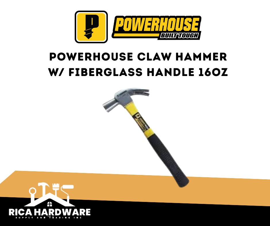 POWERHOUSE CLAW HAMMER W/ FIBERGLASS HANDLE 16oz