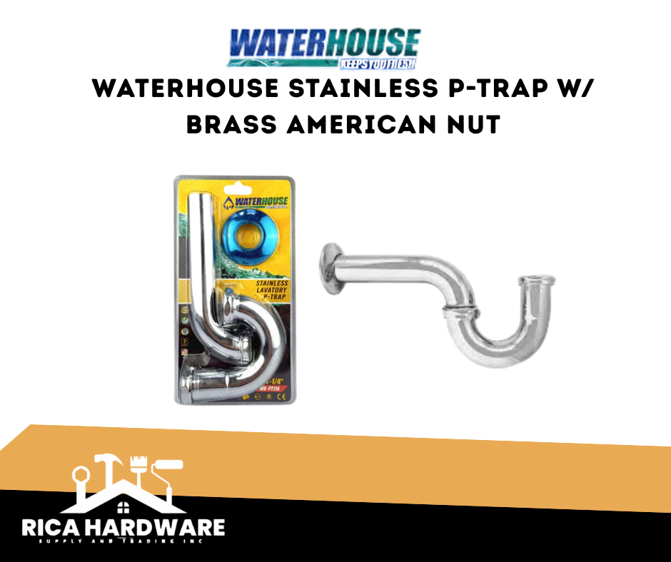 WATERHOUSE STAINLESS P-TRAP W/ BRASS AMERICAN NUT