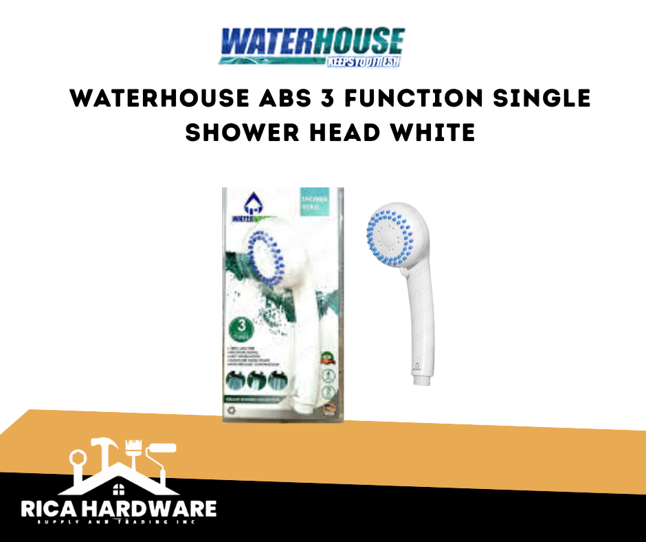 WATERHOUSE ABS 3 FUNCTION SINGLE SHOWER HEAD WHITE