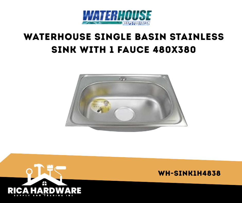 WATERHOUSE SINGLE BASIN STAINLESS SINK WITH 1 FAUCE 480X380