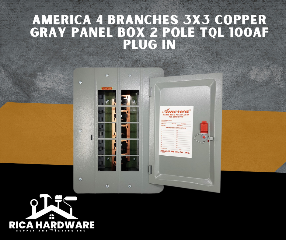 AMERICA 4 BRANCHES 3x3 COPPER GRAY PANEL BOX 2 POLE TQL 100AF PLUG IN
