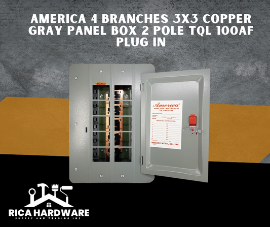 AMERICA 4 BRANCHES 3x3 COPPER GRAY PANEL BOX 2 POLE TQL 100AF PLUG IN