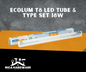 ECOLUM T8 LED TUBE & TYPE SET 18W