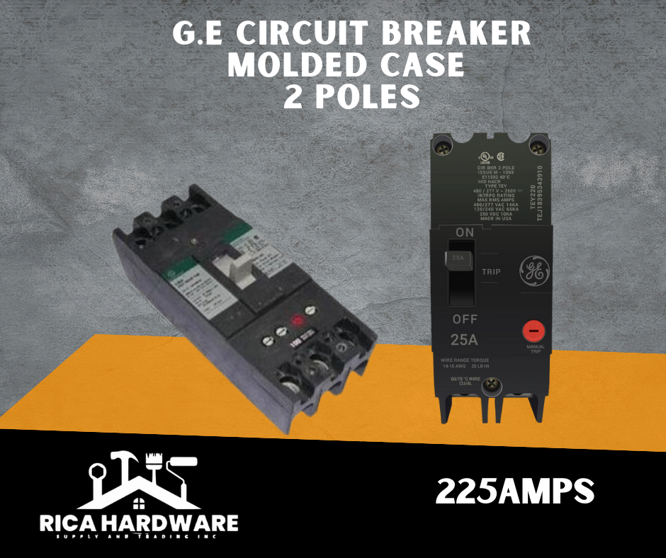 G.E CIRCUIT BREAKER 225AMPS MOLDED CASE 2 POLES