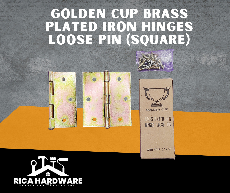 GOLDEN CUP BRASS PLATED IRON HINGES LOOSE PIN (SQUARE)