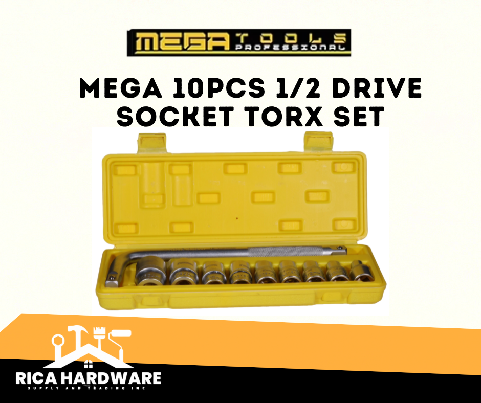 MEGA 10PCS 1/2 DRIVE SOCKET TORX SET