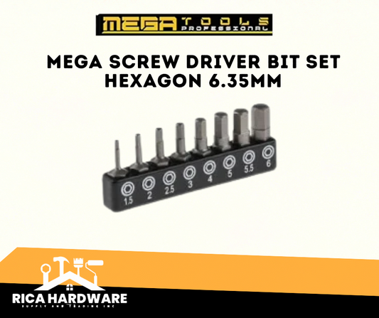 MEGA SCREW DRIVER BIT SET HEXAGON (6.35MM)