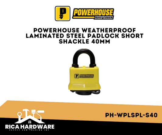 POWERHOUSE PH-WPLSPL-S40 WEATHERPROOF LAMINATED STEEL PADLOCK SHORT SHACKLE 40MM