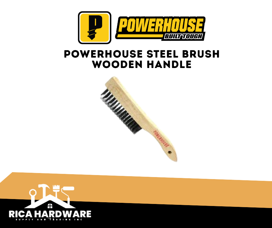 POWERHOUSE STEEL BRUSH WOODEN HANDLE