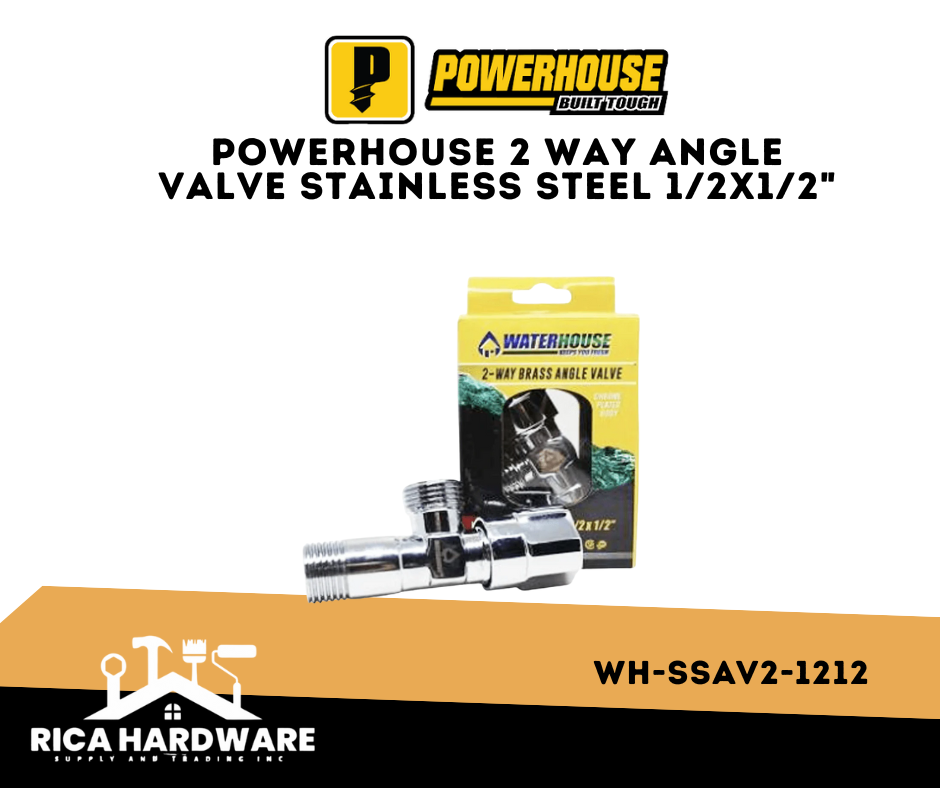 WATERHOUSE 2 WAY ANGLE VALVE STAINLESS STEEL 1/2x1/2" (WH-SSAV2-1212)
