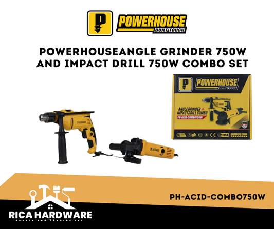 POWERHOUSEANGLE GRINDER 750W AND IMPACT DRILL 750W COMBO SET
