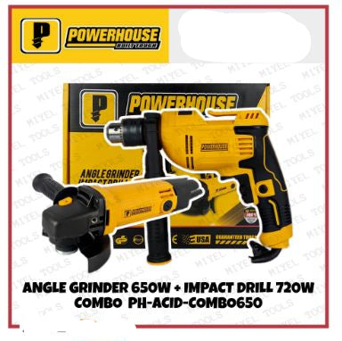 POWERHOUSE PH-AGID-COMBO650 ANGLE GRINDER+IMPACT DRILL COMBO